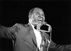 Magyarország, Népstadion, Budapest XIV., Louis Armstrong koncertje 1965. június 9-én., 1965, Szegő, jazztörténet, Budapest, művész, koncert, Fortepan #229882