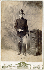 1900, Korner Veronika, soldier, sword, shako, white gloves, Fortepan #230116