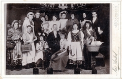 1900, Korner Veronika, Best of, cross-dressing, tableau, costume, jesting, basket, women, men, theatrical troupe, Fortepan #230117