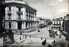 Italy, Piazza Stesicoro, balra a Tőzsdepalota., 1933, Bognár András, Fortepan #230562