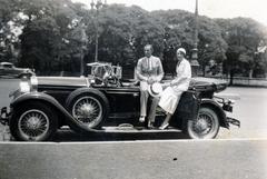 1934, Cserey Zoltán, autón ülni, Packard-márka, divat, kabrió, Fortepan #231043