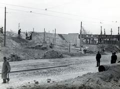 Magyarország, Budapest IX., Boráros tér, a Petőfi (Horthy Miklós) híd felhajtójának építkezése., 1935, Bor Dezső, építkezés, Budapest, Fortepan #231309