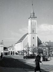 Szlovákia, Rimaszombat, Fő (Horthy Miklós) tér, református templom., 1942, Bor Dezső, templom, református, Fortepan #231620