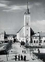 Szlovákia, Rimaszombat, Fő (Horthy Miklós) tér, református templom., 1942, Bor Dezső, templom, Felvidék, református, Fortepan #231624