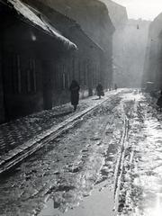 1938, Bor Dezső, pedestrian, melting, cobblestones, backlight, winter, walk, Fortepan #231682