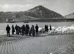 1940, Bor Dezső, ice, mountain, shore, bridge, Fortepan #231833