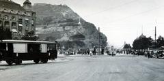 1932, Bor Dezső, street view, bus, motorcycle, tram, bicycle, commuter train, Fortepan #231880