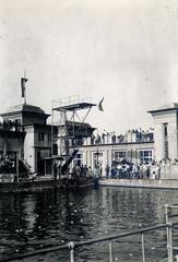 Magyarország, Budapest II., Császár uszoda., 1931, Bor Dezső, műugrás, uszoda, ugrás, trambulin, Budapest, Fortepan #231957