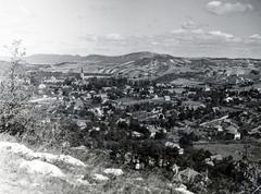 Magyarország, Budapest II., Máriaremete, kilátás a mai Rézsű utca irányából a Kisboldogasszony-templom és a szervita rendház felé., 1934, Bor Dezső, tájkép, Budapest, Fortepan #232063