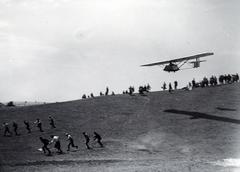 1936, Bor Dezső, Best of, férfiak, repülőgép, futás, repülőtér, Rubik Ernő-terv, Rubik R-07b Vöcsök, vitorlázó repülőgép, Fortepan #232234