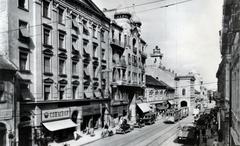 Magyarország, Miskolc, Széchenyi utca, a tornyos épület a Miskolci Nemzeti Színház., 1960, Aczél Frigyes, villamos, Fortepan #232745