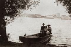 Magyarország, Szeged, partfürdő, háttérben a Felső-Tiszapart, a PICK szalámigyárral., 1921, Farkas Lóránt, Fortepan #233904