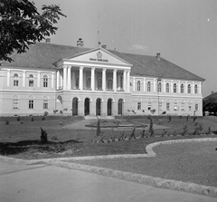 Magyarország, Makó, Városi Tanácsház (az egykori Megyeháza, ma a városi önkormányzat) épülete., 1951, Építész, címer, vörös csillag, középület, nemzeti jelkép, Fortepan #23402