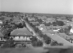 Magyarország, Makó, kilátás a református ótemplom tetejéről, Mikes Kelemen utca., 1951, Építész, látkép, utcakép, Fortepan #23411