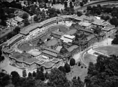 Magyarország, Városliget, Budapest XIV., légifotó, Széchenyi fürdő., 1962, Hegyvidéki Helytörténeti Gyűjtemény, gyógyfürdő, Budapest, Fortepan #234755