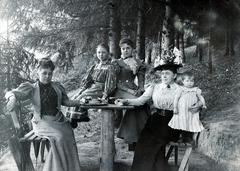 1900, Galambos Rita, excursion, lady, kid, family, woods, hat, Fortepan #234914