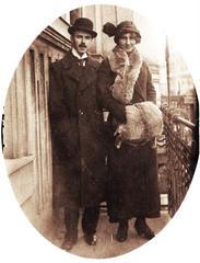 1918, Fejér Csaba-Kindert Piroska, man and woman, fur, Fortepan #235368
