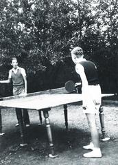 1935, Fejér Csaba-Kindert Piroska, fiúk, ping pong, Fortepan #235483