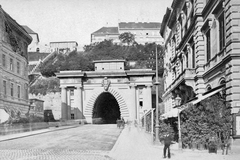 Magyarország, Budapest I., Clark Ádám (Lánchíd) tér., 1900, Jurányi Attila, alagút, Budapest, nemzeti jelkép, Fortepan #23822