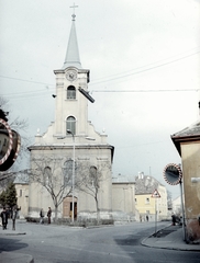 Magyarország, Pécs, Ágoston tér 1., Szent Ágoston templom., 1974, Majercsik Tamás, templom, színes, utcakép, tükör, katolikus, eklektikus építészet, Fortepan #24066