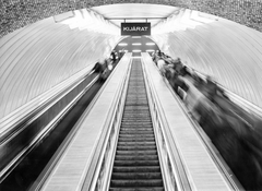 Hungary, Budapest VIII., mozgólépcső a metró Keleti pályaudvari állomásánál., 1975, Somlai Tibor, transport, moving escalator, escalator, subway, Budapest, Fortepan #24106