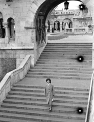 Hungary, Halászbástya, Budapest I., Schulek lépcső., 1958, Szánthó Zoltán, stairs, Frigyes Schulek-design, Budapest, Fortepan #24266