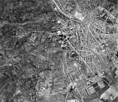 Romania,Transylvania, Oradea, a város amerikai bombázása, 1944., 1944, National Archives, bombing, aerial photo, second World War, Fortepan #24339