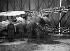 Serbia, Novi Sad, Sérült Breuget Br.19 típusú repülőgép az újvidéki repülőtér hangárjában., 1941, Martin Djemil, transport, airplane, French brand, second World War, wreck, Breuget-brand, Fortepan #24607