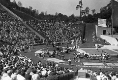 Germany, Berlin, Waldbühne lelátói a XI. nyári olimpiai játékok alatt., 1936, Vass Károly, Berlin Olympics, Olympics, exercise, parallel bars, Fortepan #24770