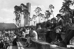 Germany, Berlin, Waldbühne lelátói a XI. nyári olimpiai játékok alatt, háttérben a Harangtorony., 1936, Vass Károly, Olympics, Fortepan #24772