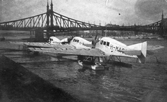 Magyarország, Budapest XI., budai alsó rakpart a Szent Gellért térnél, hidroplán állomás., 1925, Weygand Tibor, közlekedés, híd, hidroplán, repülőgép, Junkers-márka, Budapest, Feketeházy János-terv, Junkers F-13, Aeroexpress légitársaság, Fortepan #24829