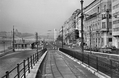 Magyarország, Budapest V., Belgrád rakpart a Szabadság híd és az Erzsébet híd között., 1966, Tóth Károly dr, híd, Duna, Budapest, függőhíd, Duna-híd, Sávoly Pál-terv, Fortepan #24899