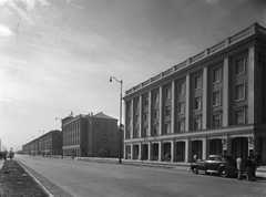 Magyarország, Dunaújváros, (Sztálinváros), Vasmű (Sztálin) út., 1956, UVATERV, amerikai gyártmány, szocreál, Chevrolet-márka, automobil, Chevrolet Fleetmaster, Fortepan #2495