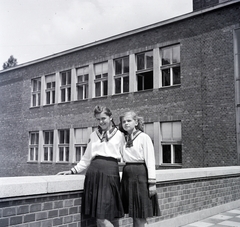 Hungary, Budapest XI., Kőrösy József utca 3. (ekkor Mező utca 1.), a felvétel a székesfővárosi Szent Gellért Kereskedelmi Leányközépiskola épülete melletti teraszon készült. Az iskolaépületben később a Fényes Elek Közgazdasági Szakközépiskola működött., 1943, Fortepan/Album061, school, Budapest, girls, Girls' school, Fortepan #250066