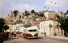 Bulgaria, Plovdiv, bulevard Car Borisz III Obedinitel., 1964, Pozsgay Eszter, public transport, rock, trolley bus, Fortepan #250108