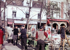 Franciaország, Párizs, Montmartre, Place du Tertre, szemben az Au Cadet de Gascogne vendéglő., 1969, Pozsgay Eszter, Fortepan #250155