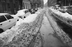 Magyarország, Budapest VIII., Somogyi Béla (Rökk Szilárd) utca a Stáhly utcától a Gutenberg tér felé nézve., 1987, Vimola Károly, Budapest, Fortepan #250352