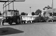 Hungary, Gyál, Kőrösi út 186.. a Szabadság MgTsz műanyagüzeme., 1979, Vimola Károly, pool, tractor, Agroplast-brand, Fortepan #250354