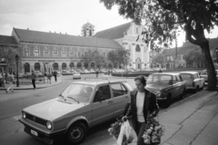 Magyarország, Vác, Március 15. tér, szemben a Fehérek temploma., 1989, Vimola Károly, Volkswagen-márka, rendszám, Volkswagen Golf, Fortepan #250442