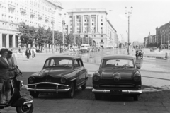 Lengyelország, Varsó, ulica Marszalkowska az Alkotmány tér (Plac Konstytucji)-ról a Rondo Romana Dmowskiego felé nézve., 1959, Vimola Károly, Fortepan #250573