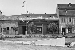 Hungary, Esztergom, Széchenyi tér., 1985, Tóth Károly dr, bottle, clockmaker, china, glass-porcelain shop, Fortepan #25066