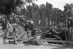 Magyarország, Budapest XIV., Egressy út, csatornaépítés a Mexikói útnál., 1957, FŐMTERV, Domonkos Endre, Budapest, munkás, mélyépítés, Fortepan #251071