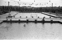 Magyarország, Budapest XIV., Szőnyi úti sporttelep, a BVSC sportegyesület uszodája., 1957, FŐMTERV, Domonkos Endre, Budapest, medence, rajtkő, Fortepan #251089