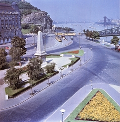 Magyarország, Budapest XI., Szent Gellért tér., 1959, FŐMTERV, Domonkos Endre, Budapest, színes, látkép, szovjet emlékmű, Fortepan #251234