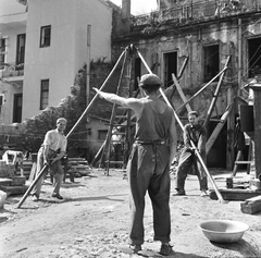 1960, FŐMTERV, back, worker, gesture, earth auger, Fortepan #251371