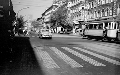 Hungary, Budapest VI.,Budapest VII., Teréz (Lenin) körút a Király (Majakovszkij) utcától az Oktogon (November 7. tér) felé nézve., 1960, FŐMTERV, Budapest, street view, crosswalk, Fortepan #251383