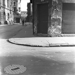 Hungary, Budapest VIII., a Kis Stáció utca a Kisfaludy utcától a Vajdahunyad utca és a Horváth Mihály tér felé nézve., 1961, FŐMTERV, Budapest, Fortepan #251620