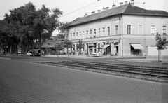 Magyarország, Budapest XIII., Váci út, a túloldalon jobbra a Csángó utca torkolata., 1963, FŐMTERV, Domonkos Endre, Budapest, sínpálya, Fortepan #251846