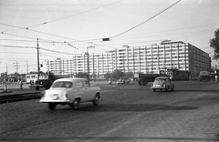 Magyarország, Budapest XIII., Váci út - Róbert Károly körút kereszteződése, szemben a Váci út és az Esztergomi út közötti lakótelep., 1963, FŐMTERV, Domonkos Endre, Budapest, villamos, Fortepan #251871