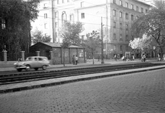 Magyarország, Budapest XIII., Váci út, szemben a Csavargyár utca., 1963, FŐMTERV, Domonkos Endre, Budapest, villamosmegálló, Fortepan #251878